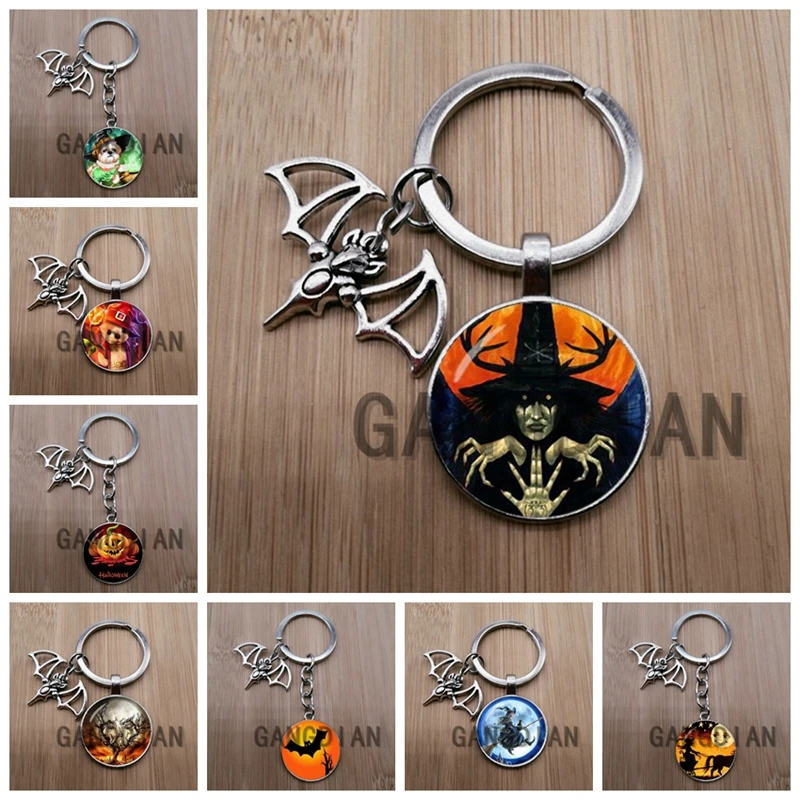 Новинка брелок подвеска ведьма паук летучая мышь Кот Тыква Женский Мужской