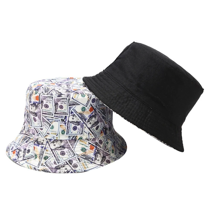 Outdoor Foldable Sun Protection Sunshade Beach Double Sided Summer Reversible Bucket Hat Daily Portable Dollar Print | Спорт и
