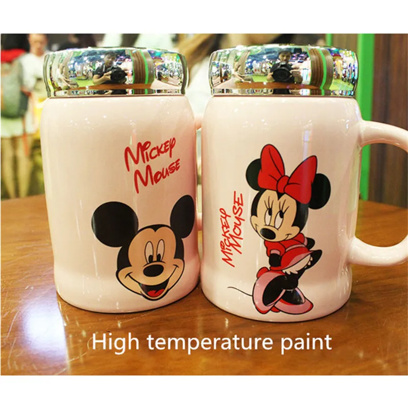 Новый 350 мл Disney Микки и Минни Маус керамика кружка с крышкой домашнего офиса чашки