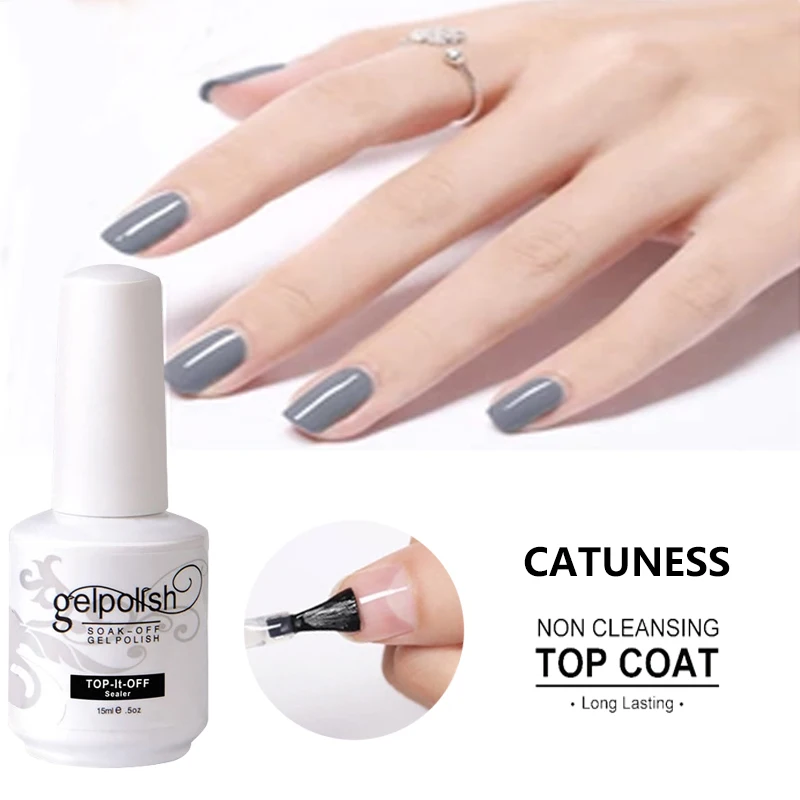Катунесс грунт для геля UV верхнего и основного покрытия без салфетки для наращивания ногтей 15 мл прозрачный.