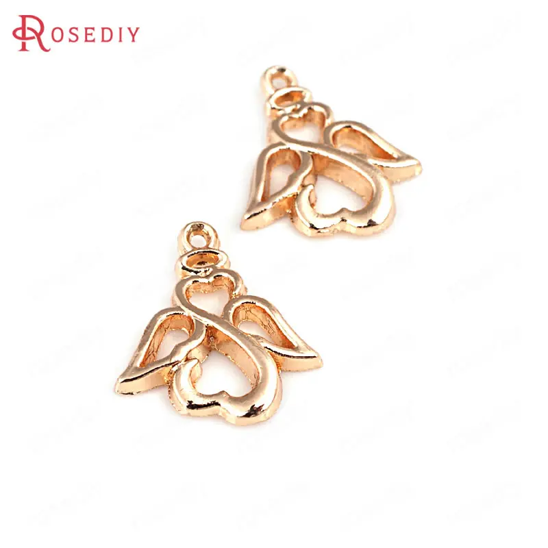 (D472) 10 штук 20x16 мм 24K цвет шампанского Золотой покрытием латунные амулеты ангелы