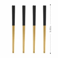 4 pairs matte black gold chinese chopsticks japanese korean style sushi sticks noodles food tableware reusable metal chopsticks
