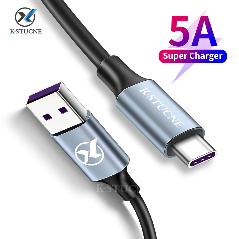 Кабель USB Type C 5A для Huawei P30 P20 Mate 20 Pro кабель быстрой зарядки Xiaomi Redmi Note 7 8 10