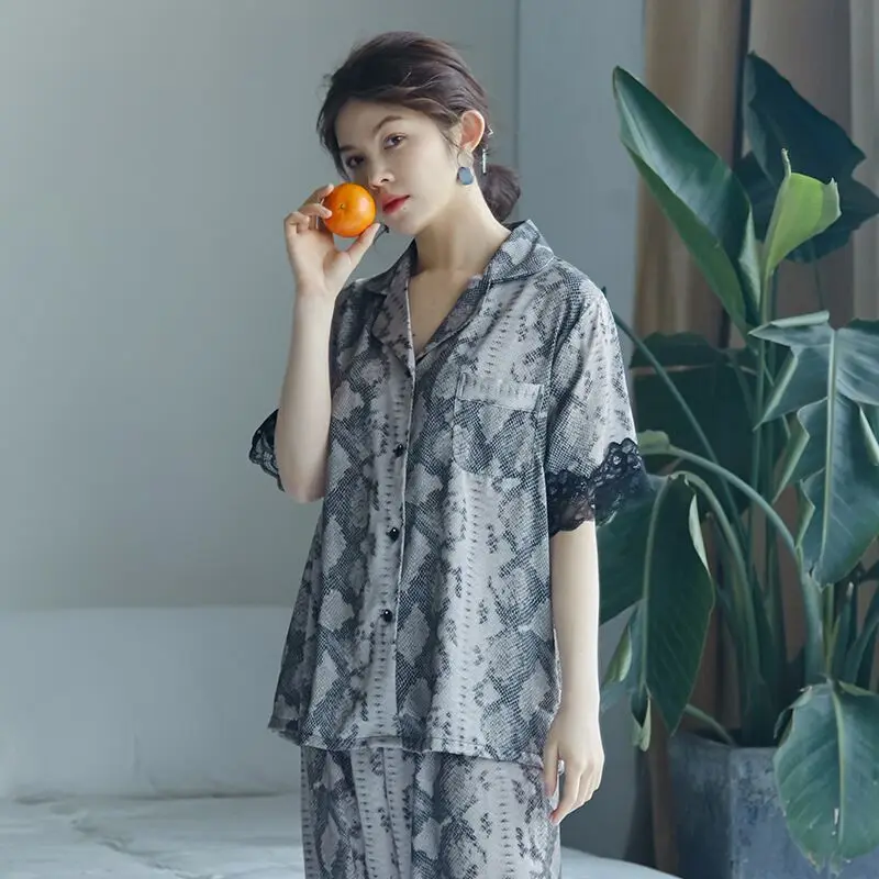 Сексуальные кружевные шелковые пижамы с серпантином для женщин 2 предмета