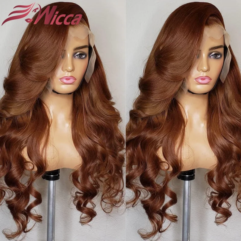 Body Wave Brown Color 13x4 Lace Front Human Hair Wig For Women Honey Blond Wig PrePlucked Remy Wig 180% Bleached Knots