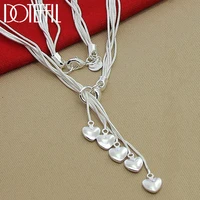 doteffil 925 sterling silver five snake chain hearts necklace for women wedding engagement fashion jewelry