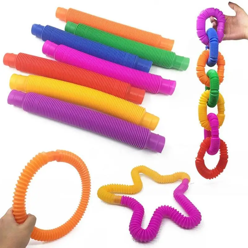 

2021 New 5pcs Stretch Tube Color Interesting And FunnyTelescopic Tube Kids Decompression Toys