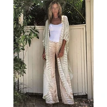 Chiffon Beach Cover up Print Tiger Striped Kaftan Tunics Summer Swimsuit Cover up Plus Size Pareos Pants Beach Kimono Beachwear