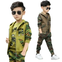 2022 boys camouflage clothing set 3pcs for big kids hooded jacket t shirt pant children clothes suit 3 5 6 7 8 9 10 11 12 years