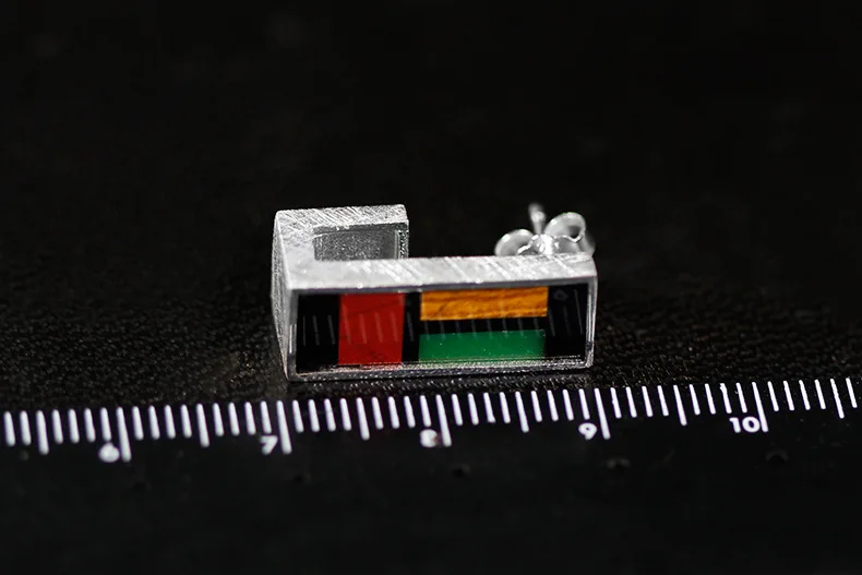 INATURE Mondrian стильные 925 пробы серебряные модные простые серьги-гвоздики с драгоценным камнем для женщин ювелирные изделия