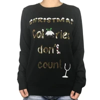 cute sequined ugly christmas sweater for women kawaii ladies christmas calories dont count ugly xmas sweater pullover jumper
