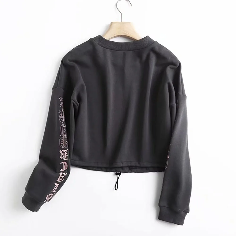 

New Fashion Ladies Printed Tops Hip Hop Style Drawstring Pullover Hoodie Sweatshirts for women