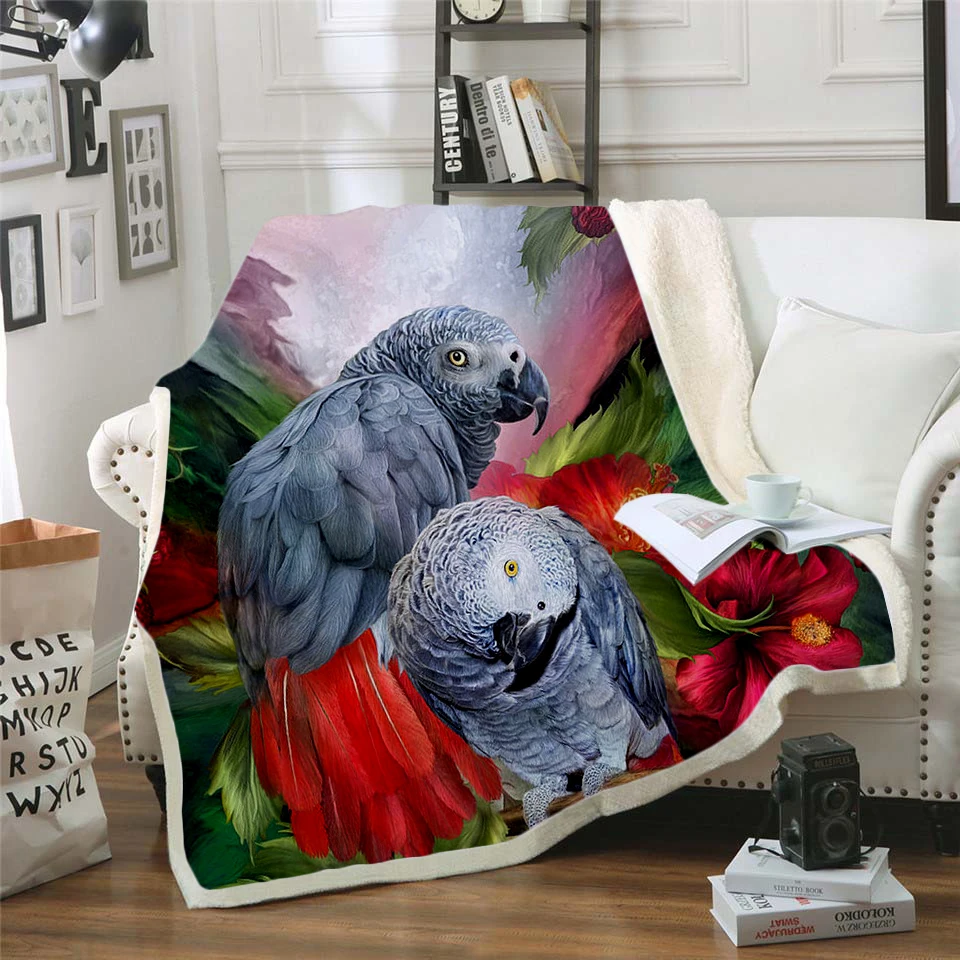 

Plstar Cosmos colorful Parrot brid Blanket 3D print Sherpa Blanket on Bed Kids Girl Flower Home Textiles Dreamlike style-14