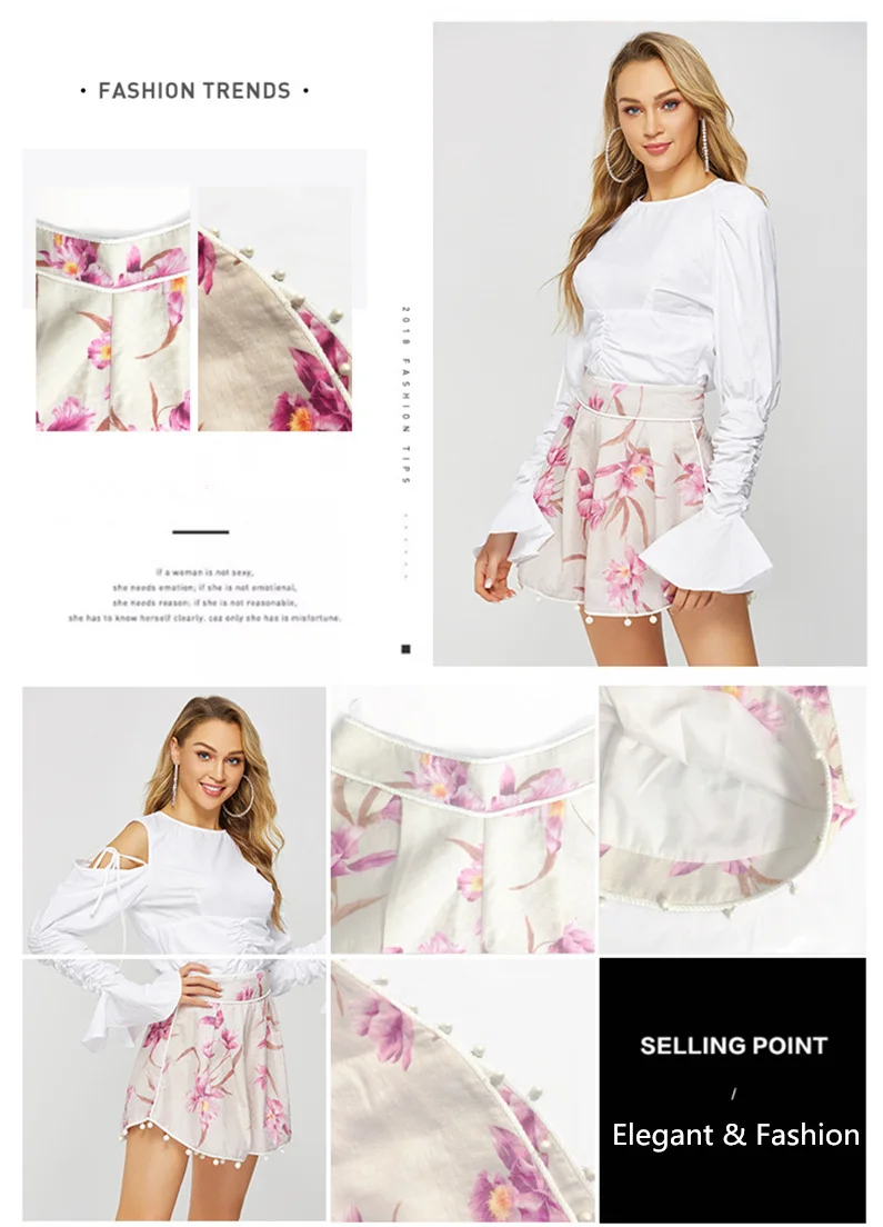 

Women White Shorts Summer Clothings 2020 New arrival Casual Cotton Linen Hot Sale Women Print Tassel High Waist Wide Leg Shorts