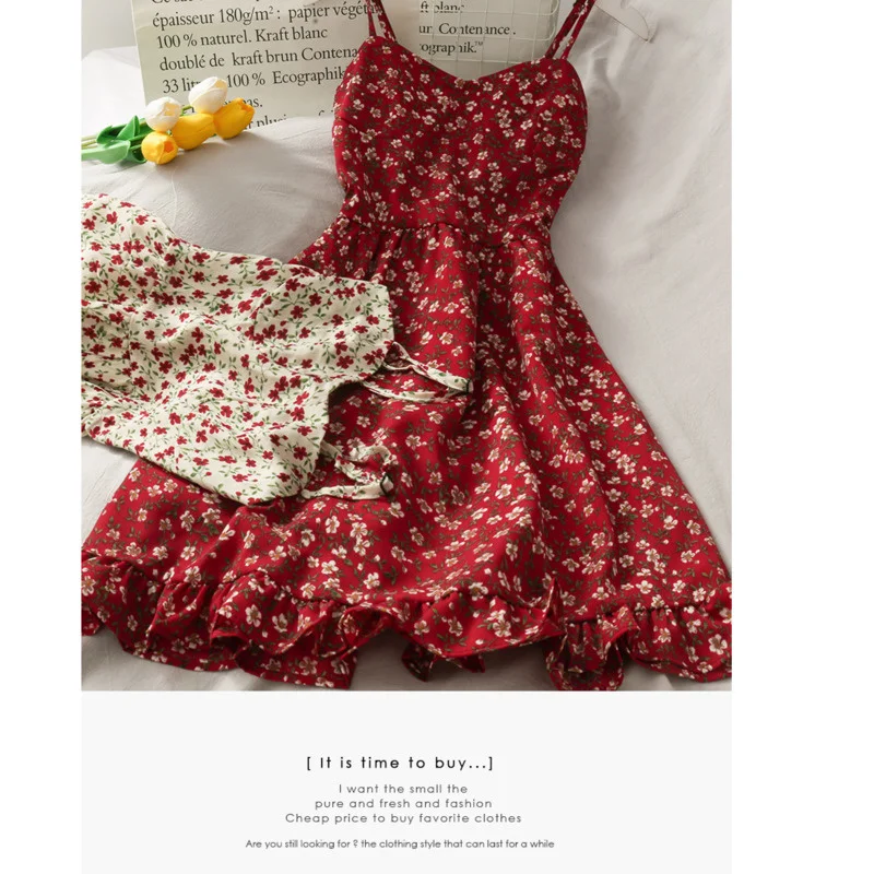 

2021 Summer Women Stylish Floral Print Camisole Dresses Sleeveless Slimming High Waist Ruffles Patchwork Casual Mini Dress