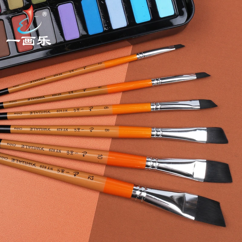 Eval 6pcs/set Nylon Hair Painting Brushes Acrylic Art Supplies Artist Oil Watercolor Paint Brush for School Student Drawing Tool