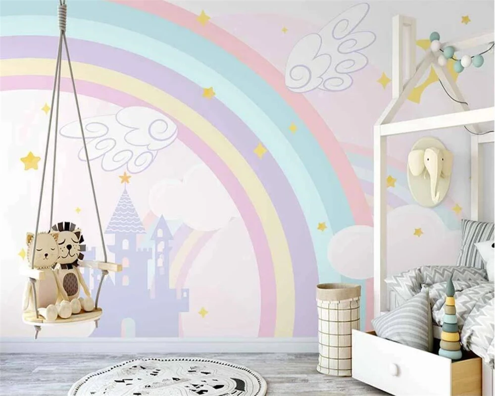 Beibehang Новый скандинавский ручная роспись мультяшный Радужный замок украшение