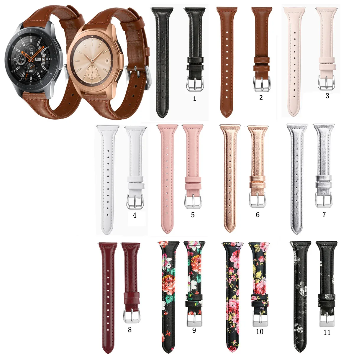 

20mm 22mm Slim Genuine Leather Band Strap for Samsung Galaxy Watch 42mm 46mm/Samsung Watch3 41mm 45mm Watchband accessories