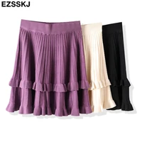 autumn winter short ruffles a line skirt women mini sweater skirt short skirt a line sun skirt new high waist