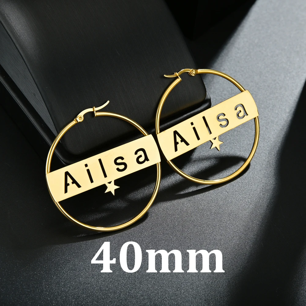 

Personalized Stainless Steel Name Drop Earrings Customize Namplate ID Dangle Earring Women Party Gift