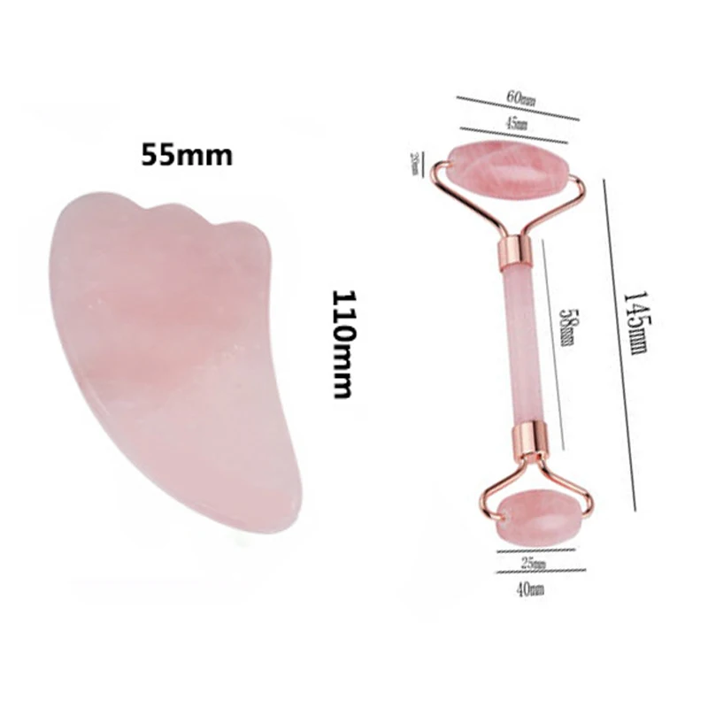 Массажный ролик для лица с двойными головками Нефритовый подтяжка расслабление