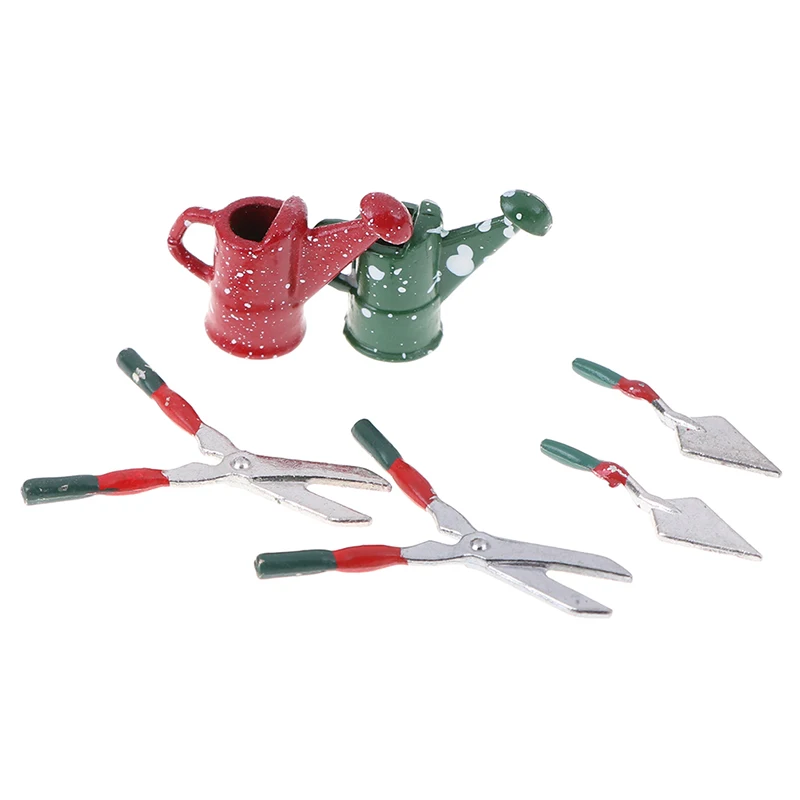 

3pcs 1/12 Dollhouse Miniatures Metal Watering Can Spade Garden Tools For Children Dolls House Miniatures Accessories Set
