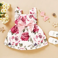 1 2 3 years toddler baby girls summer dress 2022 new floral dressheadband 2 pcs outfits wedding party costumes girls clothes