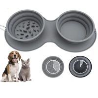 pet slow food anti choking dog bowl foldable anti vomiting double food portable dog bowl licking plate slow food pad pet plate