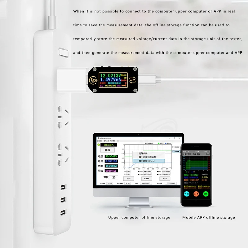 

TC66 Bluetooth Type-C Fast Charge PD Detector Color Screen Type-C Voltage and Current Meter PD Battery Capacity Meter