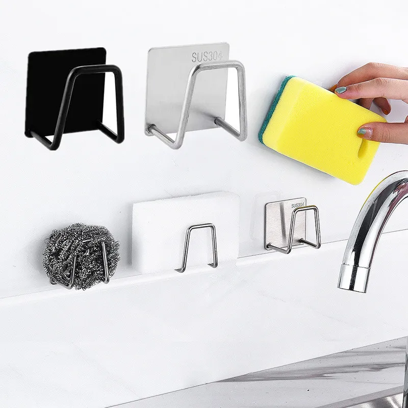 

Kitchen Accessories Sponges Holder Adhesive Sink Sponges Drain Drying Rack Stainless Steel Storage Holder Bathroom Accessories