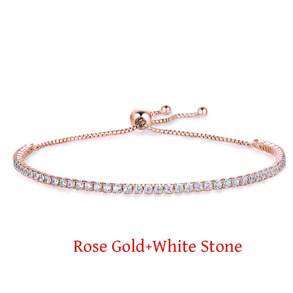 White Stone Г. роскошные 925 Розовый Серебряный Шарм цепи подходят Теннис браслет Бусины для Для женщин авторские украшения - Окраска металла: White Stone
