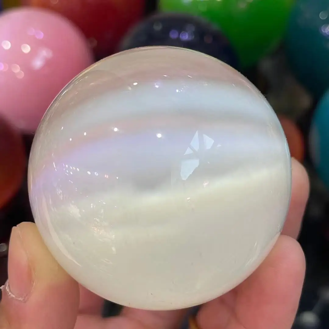 

Rare natural quartz cat's eye crystal treatment ball 60mm + 5AAA