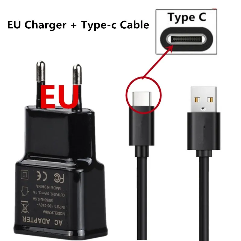 EU charger-type c США/ЕС вилка сетевого дорожного зарядного устройства Тип c USB Дата-кабель для samsung galaxy a7 a5 s6 s8 плюс s10e a8 a9 A30 M20 M30 A40 A70 A50 - Тип штекера: EU charger-type c