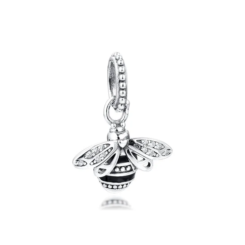 

Sparkling Queen Bee Pendant 925 Sterling Silver Beads for Jewelry Making Crystal Bead Fit Charm Bracelet Femme Jewellery DIY New