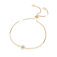 gold plated aaa cz turkish blue evil eye charm bracelet lucky greek eye pendant link chain bangle women jewelry couple present