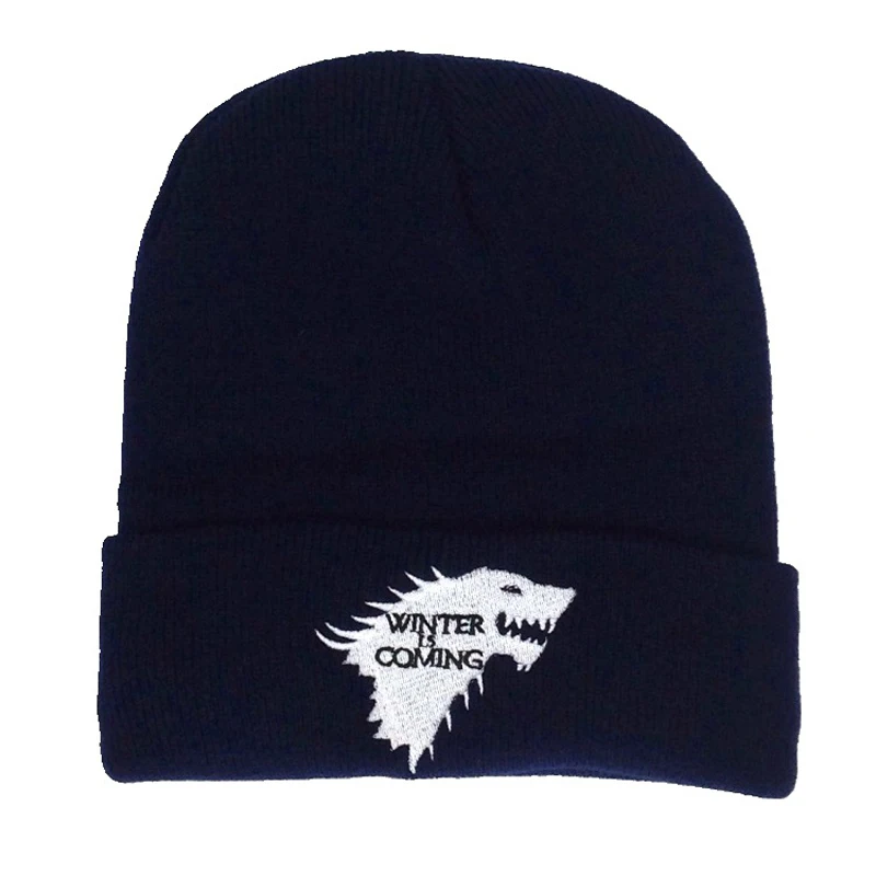 

Winter Hat Wolf Embroidery Beanie Hats Unisex Cool Black Warm Ski Hat Outdoor Hip Hop Hats Women Men Knit Skullies Bonnet Cap