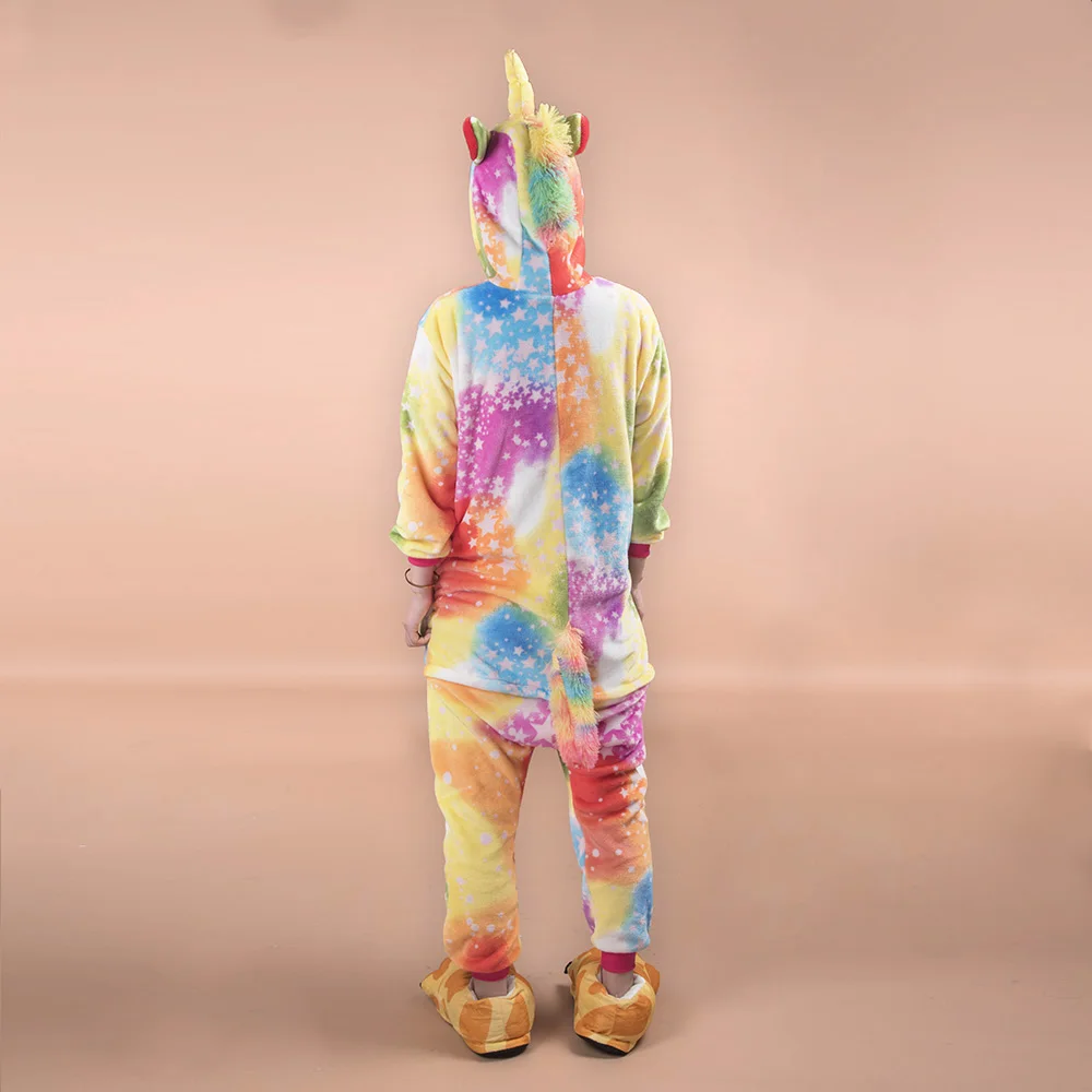 Пижама с единорогом комбинезон для взрослых женская одежда сна цельный зимняя