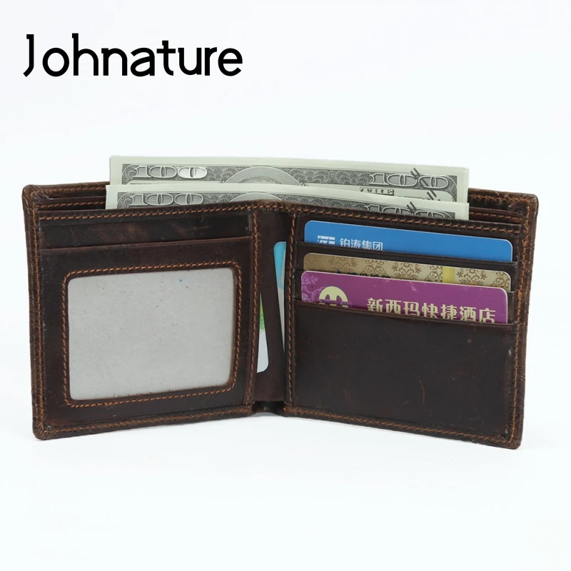 Мужские короткие кошельки и бумажники Johnature из натуральной кожи с животным