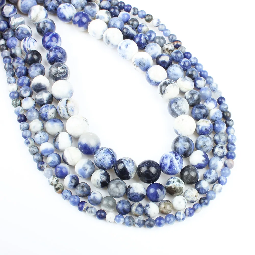 Модные натуральные синие линии полудрагоценный камень Свободная нитка круглых