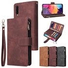 Кожаный флип-чехол на молнии для Samsung A10s, A20s, A20E, A30, A50, A70, чехол-бумажник для Galaxy S10, S9, S8 plus, Note10 pro, Note8, 9, чехол