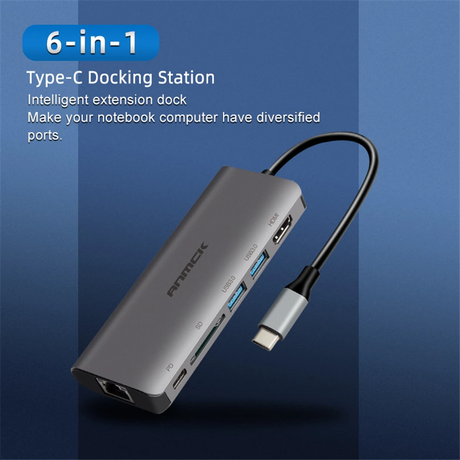 Anmck USB C HUB USB to Multi HDMI USB 3.0 RJ45 Carder Reader OTG Adapter USB Splitter for MacBook Pro Air USB Dock Type C HUB