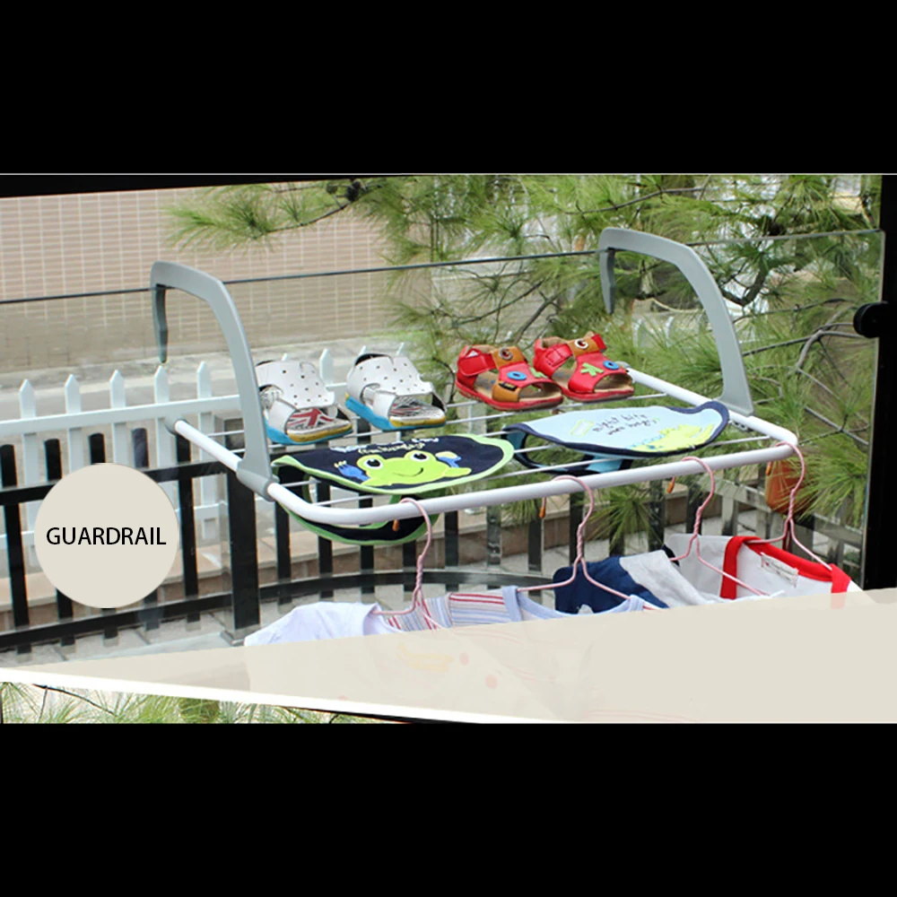 1pc Stainless Steel Drying Shoe Rack Portable Multi-function Window Laundry Balcony Towel Clothes Diaper Dryer Storage Rack