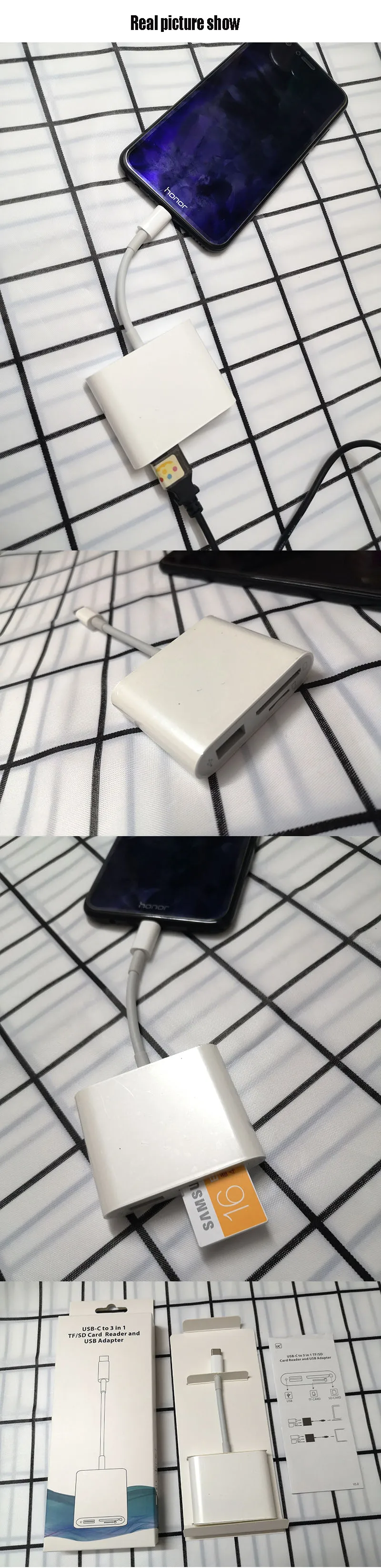 OTG USB C до 3,0 USB адаптер для камеры type c к SD TF кард-ридер конвертер комплект кабель для iPad Pro Android мобильный телефон ноутбук
