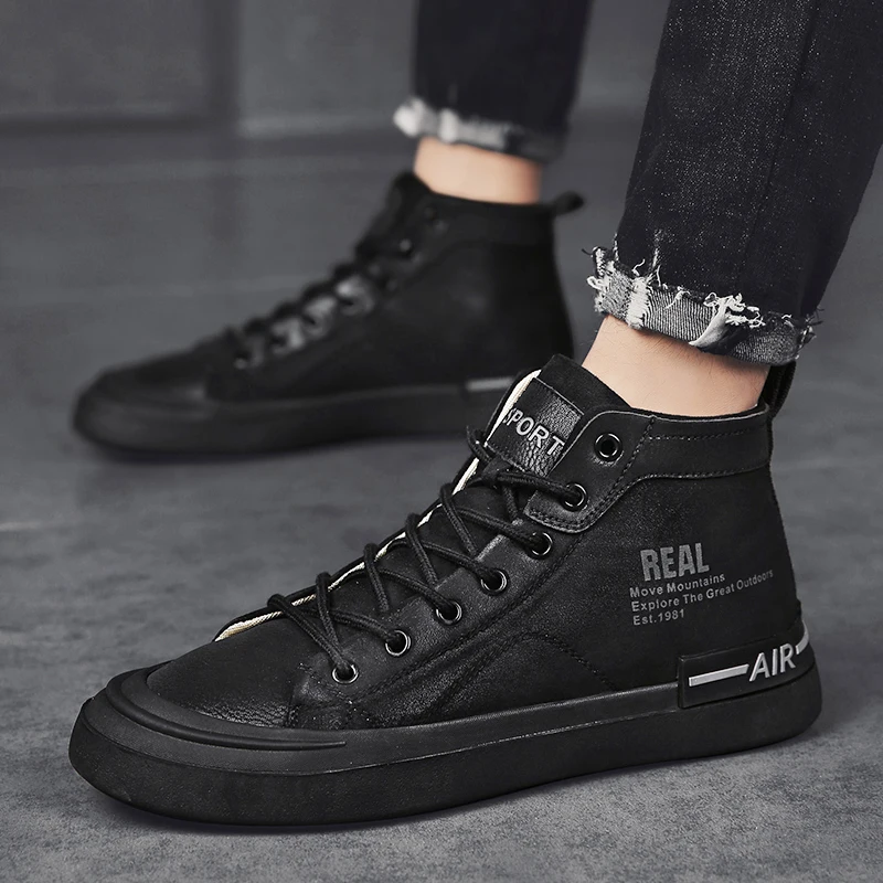 

Men's shoes autumn and winter leisure high-top shoes men's Korean trend wild high-top shoes men's trend cashmere sneakers