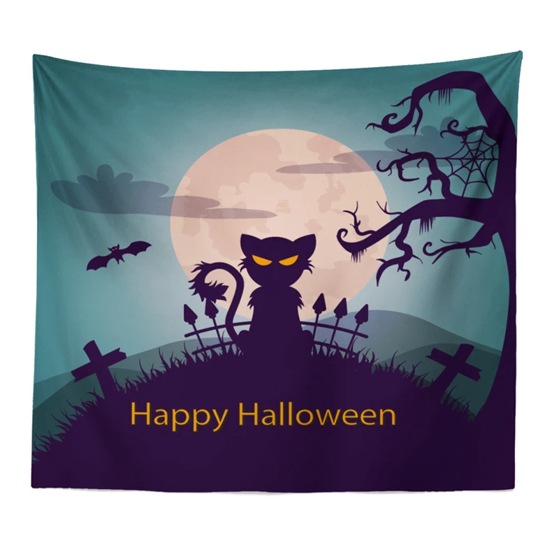 И надписью &quotHappy Halloween&quot Веселая ведьмочка гобелен с изображением тыквы