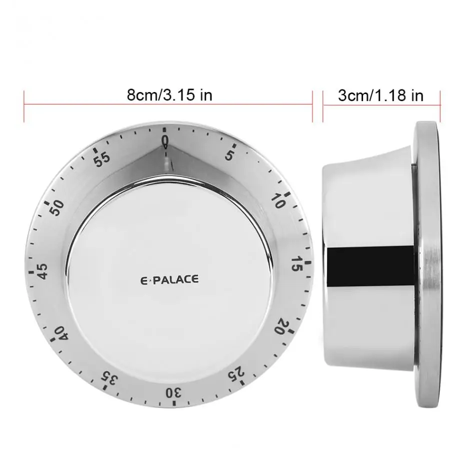 Stainless Steel Kitchen Timer With Magnetic Base Manual Mechanical Cooking Countdown Tools Gadg | Дом и сад
