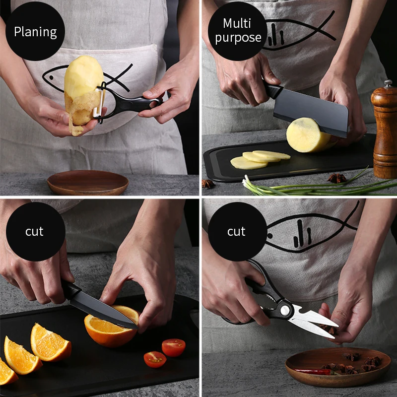 

The new Stainless Steel Kitchen Knives Set Tools Forged Kitchen Knife Scissors Ceramic Peeler Chef Slicer Paring Knife Gift Case