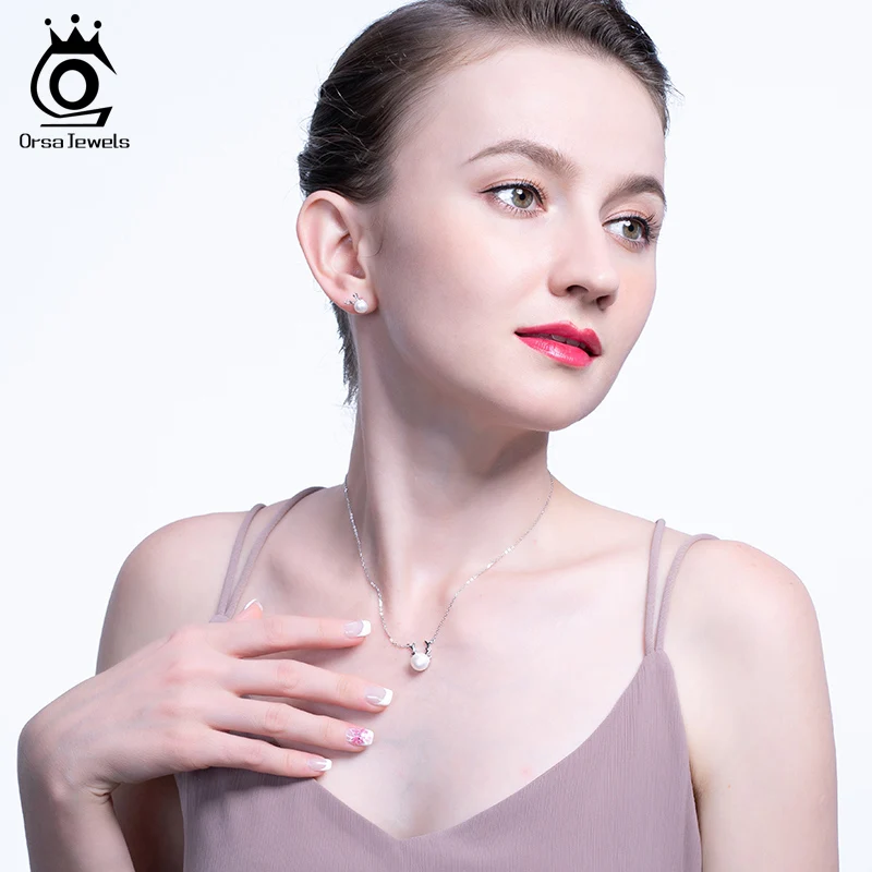 ORSA JEWELS ожерелье с подвеской из искусственного жемчуга и антеля S925, Милая женская подвеска, Рождественская тематика, Стерлинговое Серебро, хорошее ювелирное изделие SN167