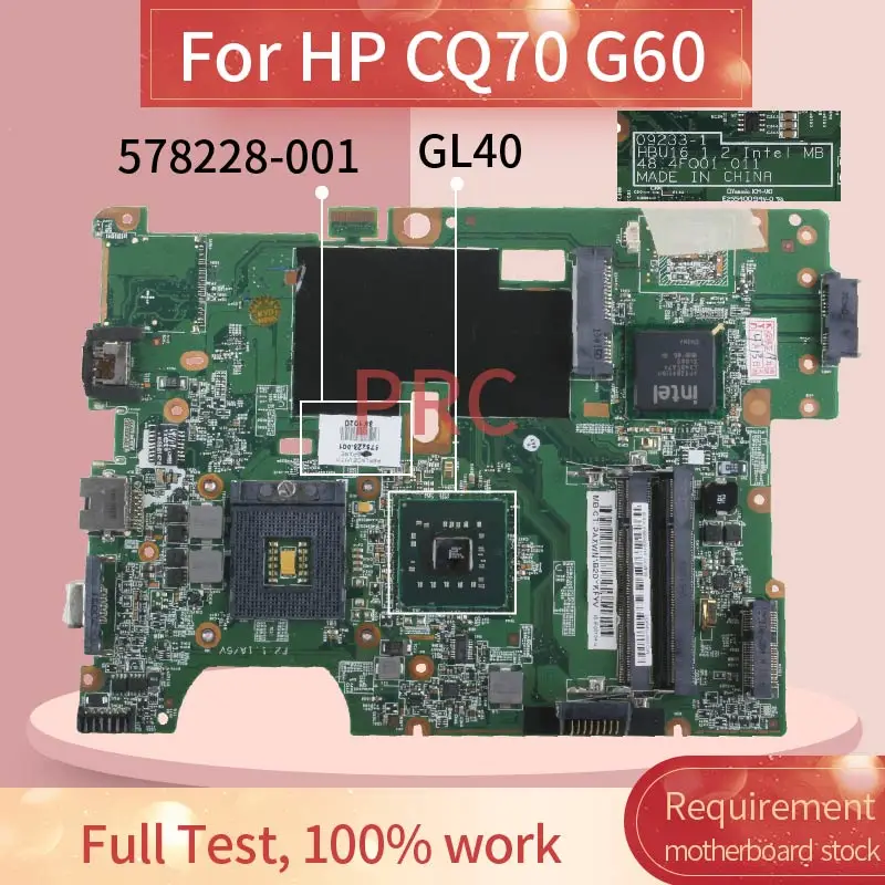 

578228-001 578228-501 для HP CQ70 G60 материнская плата для ноутбука 09233-1 GL40 DDR2 Материнская плата ноутбука