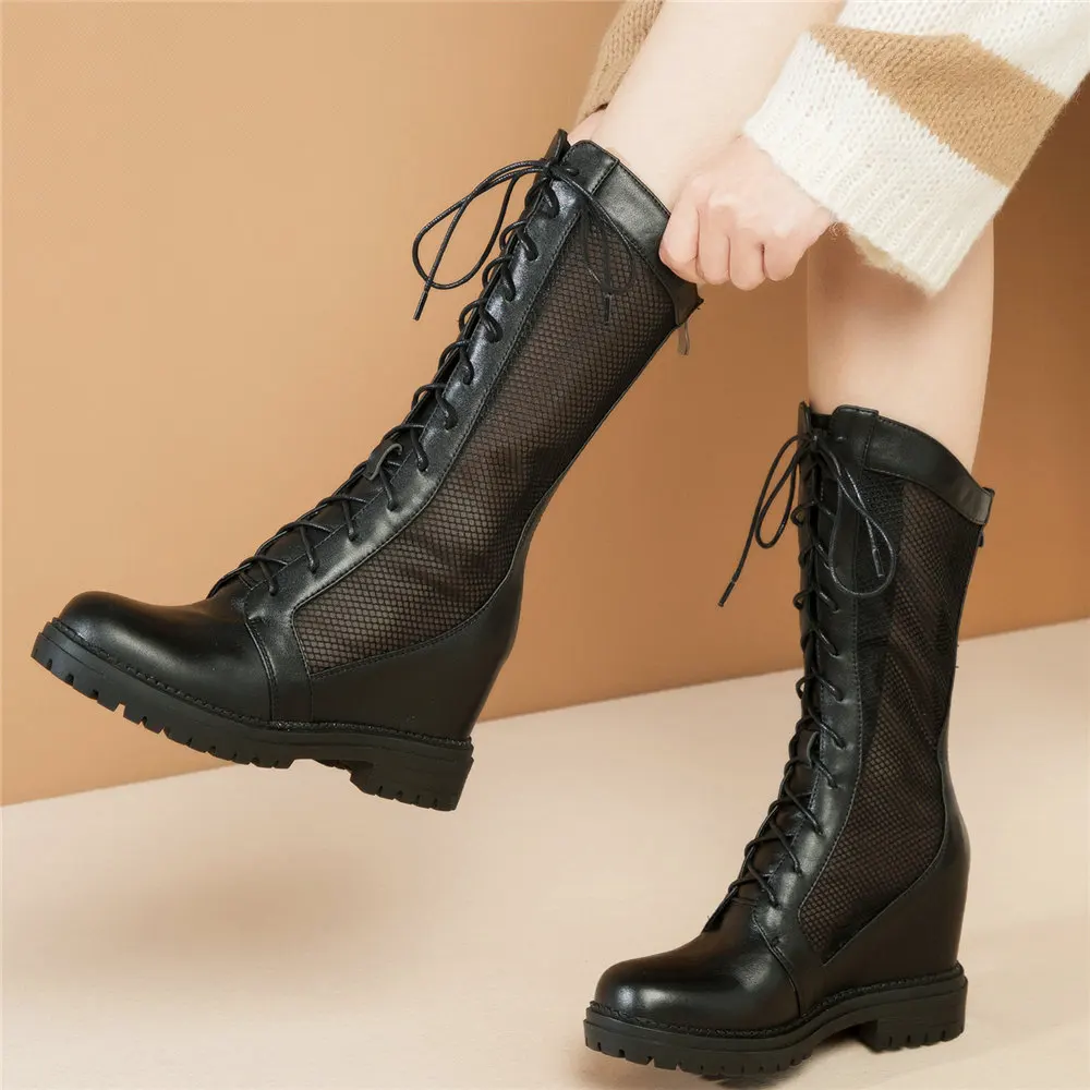 2021 Women Lace Up Straps Genuine Leather High Heel Platform Pumps Shoes Female Summer Mid Calf Motorcycle Boots Casual Shoes
2021 Women Lace Up Straps Genuine Leather High Heel Platform Pumps Shoes Female Summer Mid Calf Motorcycle Boots Casual Shoes